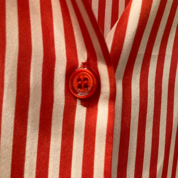 WEEKEND by MaxMara Striped Short-Sleeve Button Down Silk Blouse - Picture 6 of 7